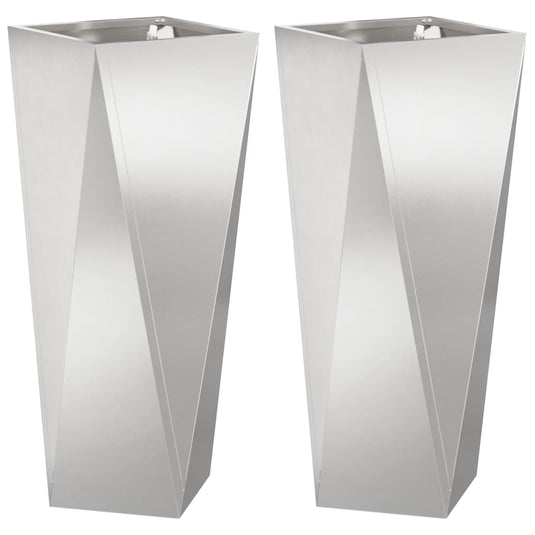 Vidaxl plantenbak 2 pcs zilver 30 x 30 x 75 cm roestvrij staal