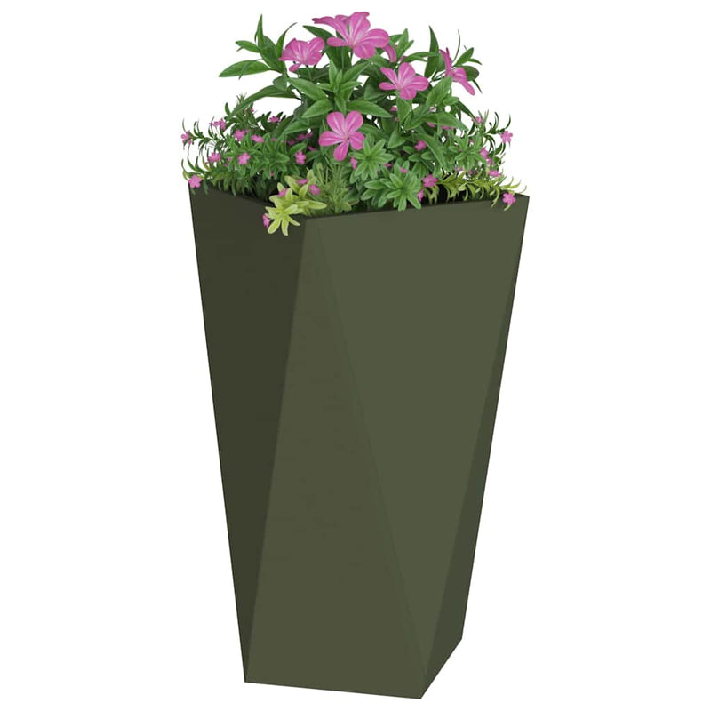 Load image into Gallery viewer, Vidaxl plantenbak 2 pcs olijf groen 40 x 40 x 75 cm staal
