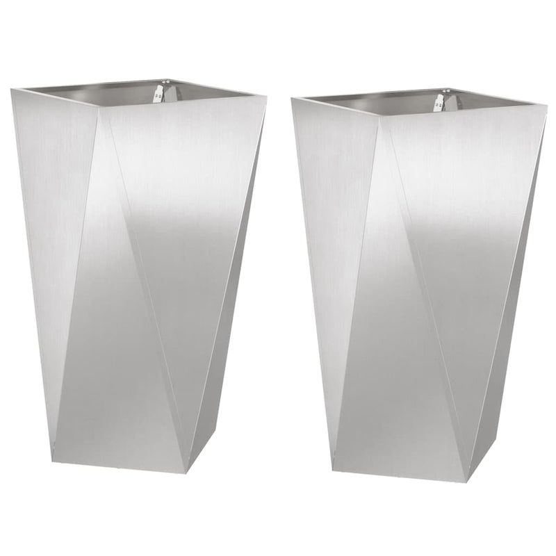 Load image into Gallery viewer, Vidaxl plantenbak 2 pcs zilver 40 x 40 x 75 cm roestvrij staal
