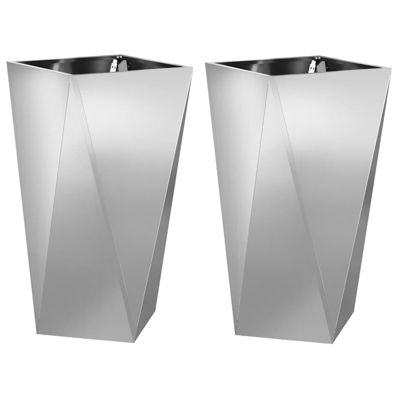 Load image into Gallery viewer, Vidaxl plantenbak 2 pcs zilver 40 x 40 x 75 cm gegalvaniseerd staal
