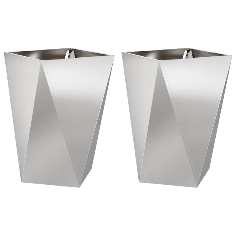 Load image into Gallery viewer, Vidaxl plantenbak 2 pcs zilver 50 x 50 x 75 cm roestvrij staal
