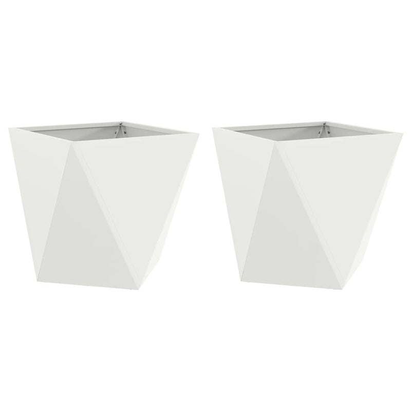 Load image into Gallery viewer, Vidaxl plantenbak 2 pcs wit 40 x 40 x 40 cm staal
