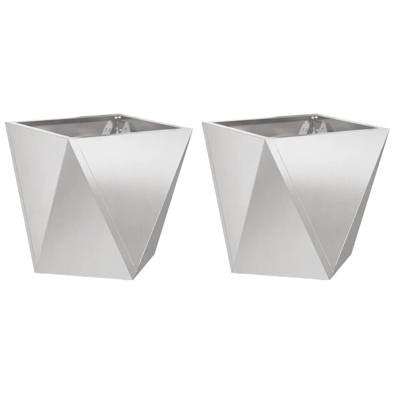 Load image into Gallery viewer, Vidaxl plantenbak 2 pcs zilver 40 x 40 x 40 cm roestvrij staal
