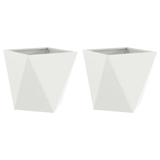 Vidaxl plantenbak 2 pcs wit 50 x 50 x 50 cm staal
