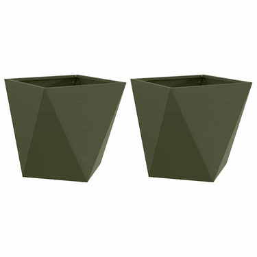 Vidaxl plantenbak 2 pcs olijf groen 50 x 50 x 50 cm staal
