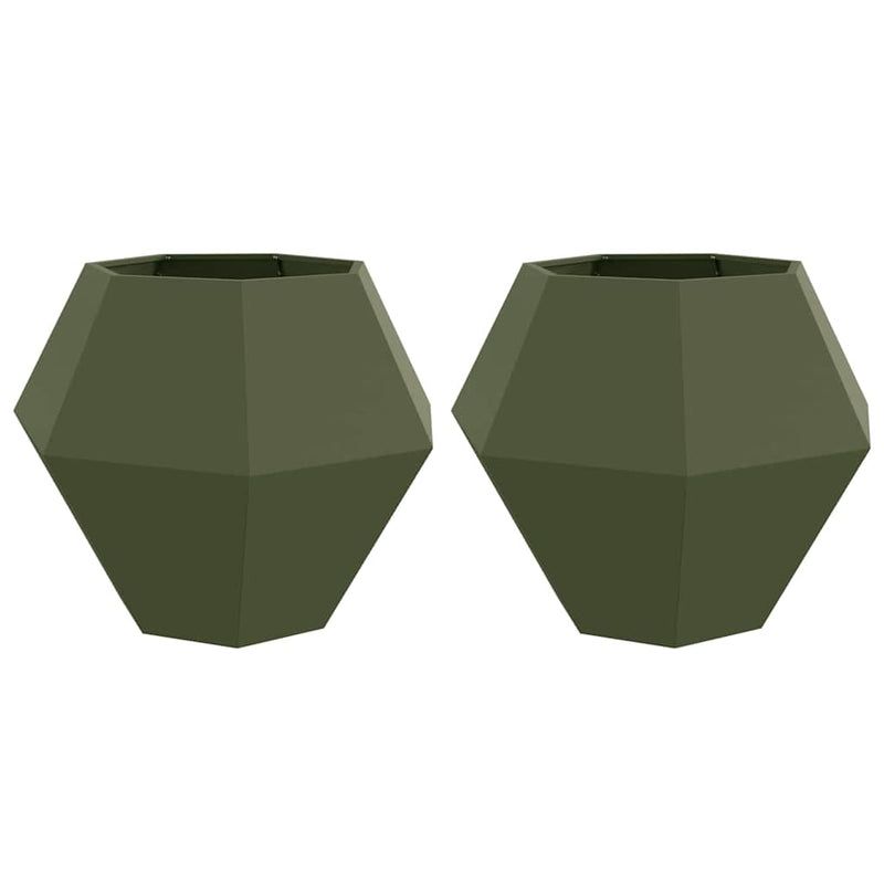 Load image into Gallery viewer, Vidaxl plantenbak 2 pcs olijf groen 100 x 100 x 80 cm staal

