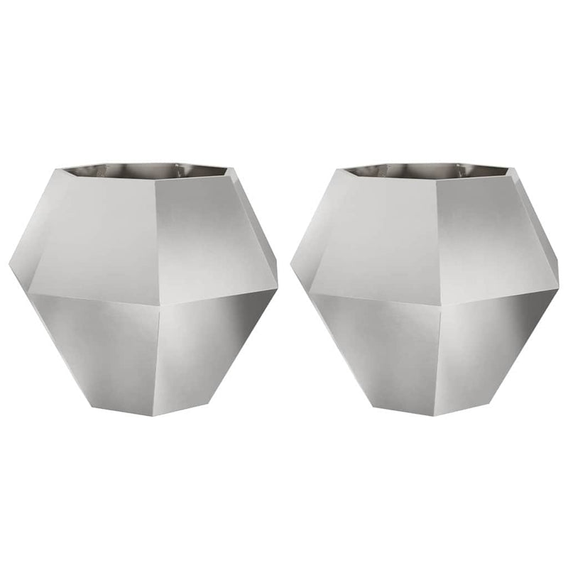Load image into Gallery viewer, Vidaxl plantenbak 2 pcs zilver 100 x 100 x 80 cm roestvrij staal
