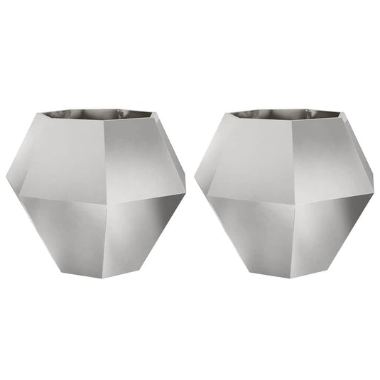 Vidaxl plantenbak 2 pcs zilver 100 x 100 x 80 cm roestvrij staal