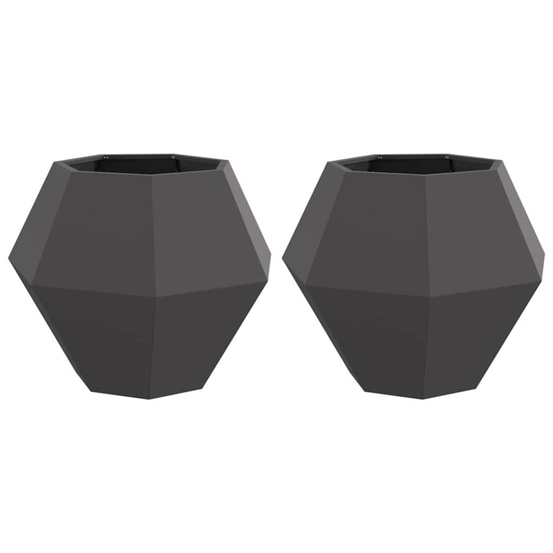 Load image into Gallery viewer, Vidaxl plantenbak 2 pcs zwart 75 x 75 x 60 cm staal

