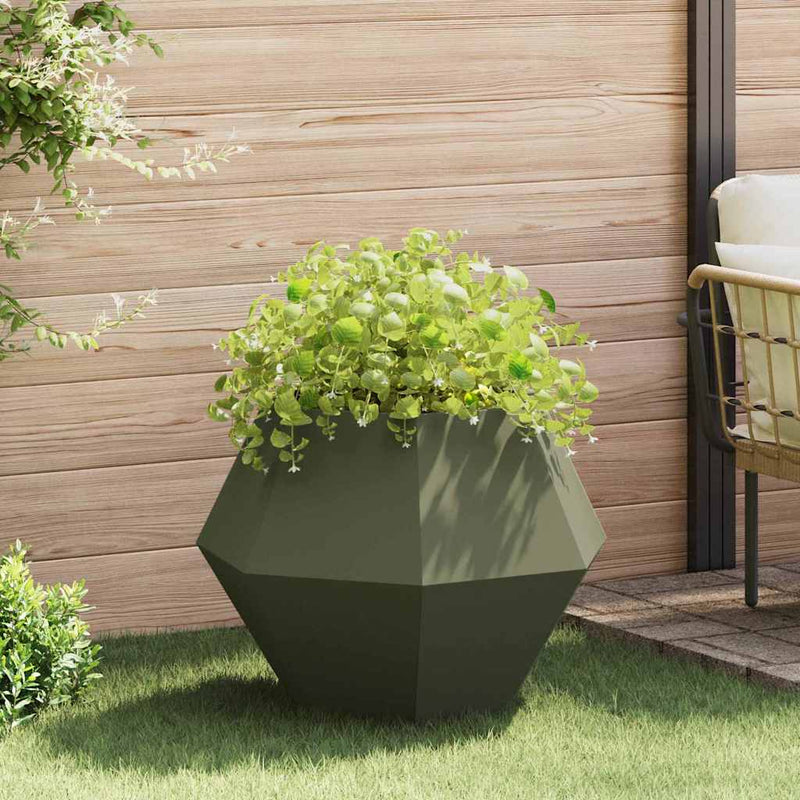 Load image into Gallery viewer, Vidaxl plantenbak olijf groen 75 x 75 x 60 cm staal
