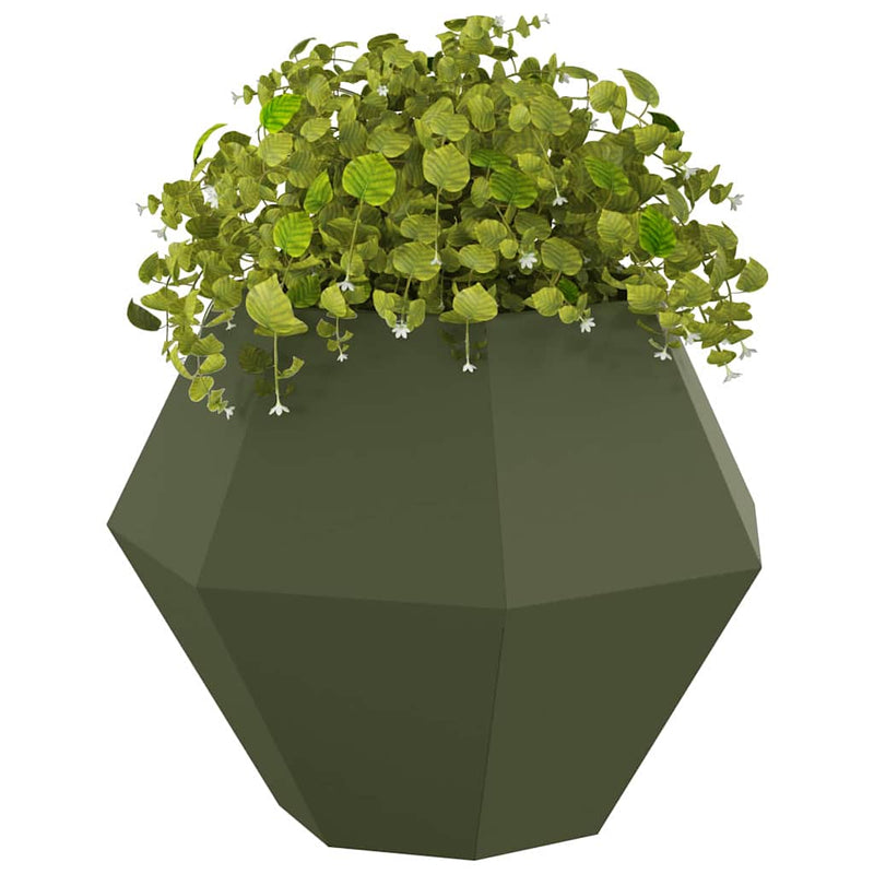 Load image into Gallery viewer, Vidaxl plantenbak olijf groen 75 x 75 x 60 cm staal
