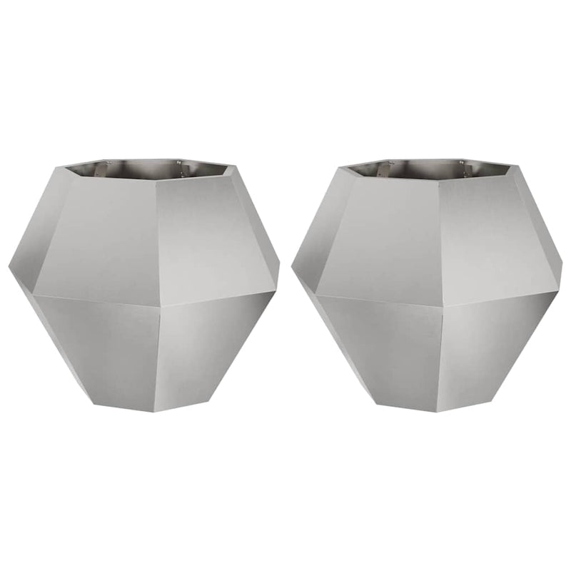 Load image into Gallery viewer, Vidaxl plantenbak 2 pcs zilver 75 x 75 x 60 cm roestvrij staal
