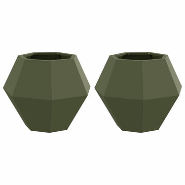 Vidaxl plantenbak 2 pcs olijf groen 50 x 50 x 40 cm staal