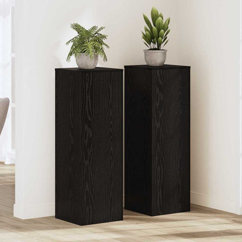 Load image into Gallery viewer, Vidaxl plantenstandaard 2 pcs zwart eiken 33 x 33 x 100 cm
