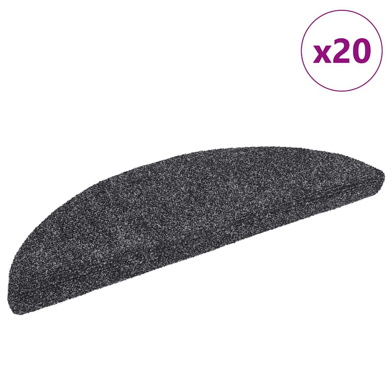 Load image into Gallery viewer, Vidaxl trapmatten zelfklevend 20 stuks 56x17x3 cm donkergrijs halfrond
