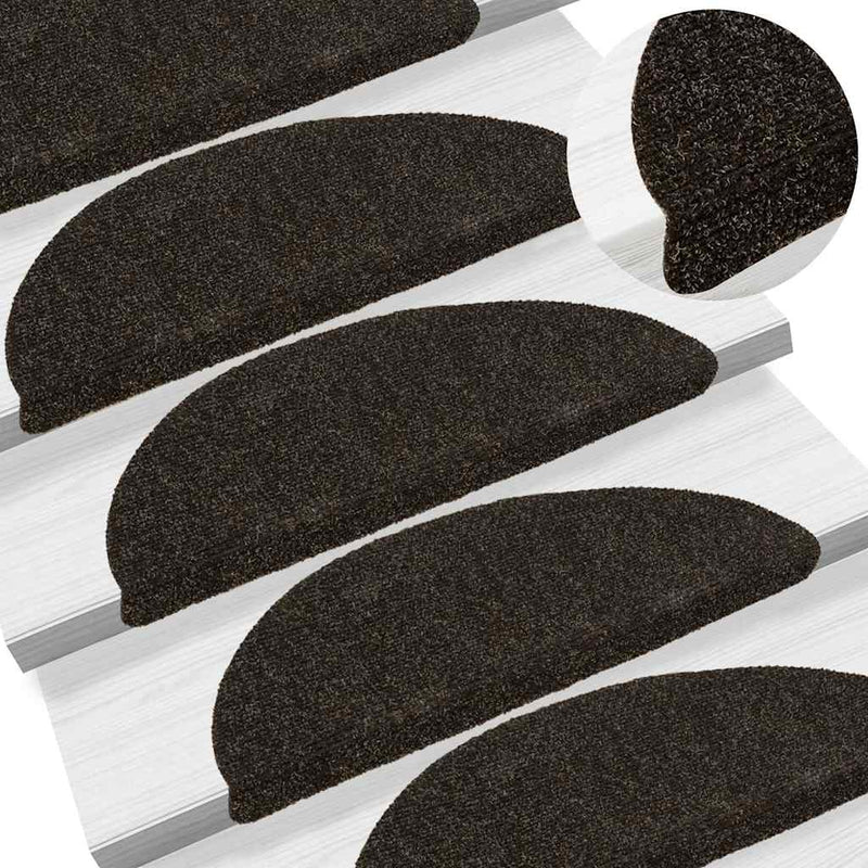 Load image into Gallery viewer, Vidaxl trapmatten zelfklevend 20 stuks 56x17x3 cm donkerbruin halfrond
