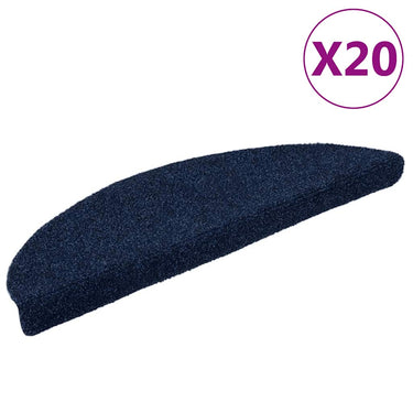 Vidaxl trapmatten zelfklevend 20 stuks 56x17x3 cm marineblauw halfrond