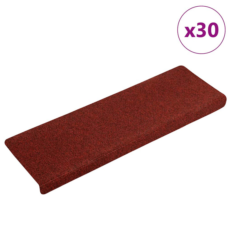 Load image into Gallery viewer, Vidaxl trapmatten zelfklevend 30 stuks 65x21x4 cm bordeaux rood rechthoekige rand
