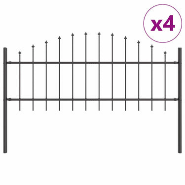 Vidaxl tuinhek 4 pcs grijs 170 x 140 cm gepoedercoat staal