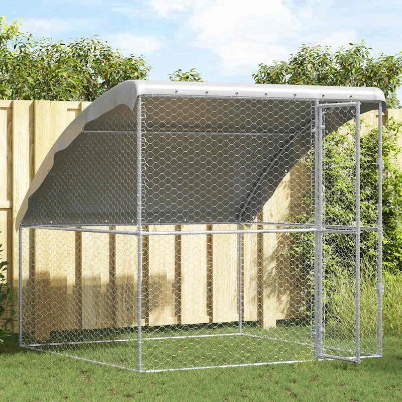 Load image into Gallery viewer, Vidaxl hondenhok met opslag zilver 2 x 2 x 2 m gegalvaniseerd staal
