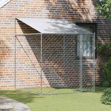 Vidaxl hondenkooi met dak zilver 200 x 200 x 258 cm staal en pe