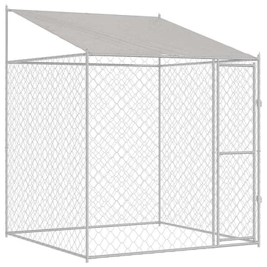 Vidaxl hondenkooi met dak zilver 200 x 200 x 258 cm staal en pe