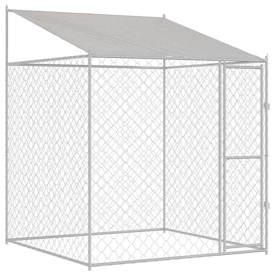Vidaxl hondenkooi met dak zilver 200 x 200 x 258 cm staal en pe