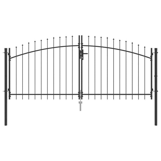 Vidaxl dubbele poort met slot grijs 299,5 x 149,5 cm staal
