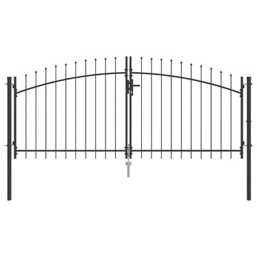 Vidaxl dubbele poort met slot grijs 299,5 x 174,5 cm staal