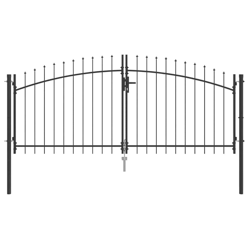 Load image into Gallery viewer, Vidaxl dubbele poort met slot grijs 299,5 x 174,5 cm staal
