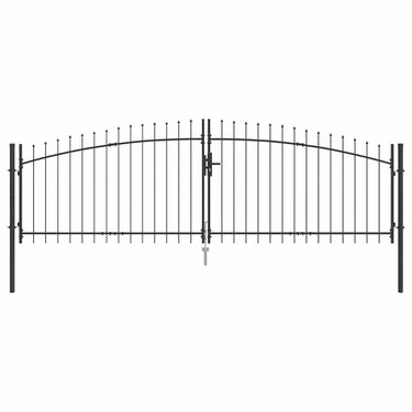 Vidaxl dubbele poort met slot grijs 400 x 199.5 cm staal