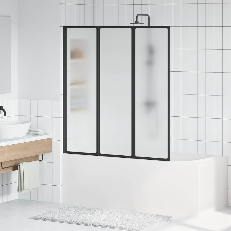 Load image into Gallery viewer, Vidaxl douchescherm zwart 132 x 2 x 140 cm aluminium en pp

