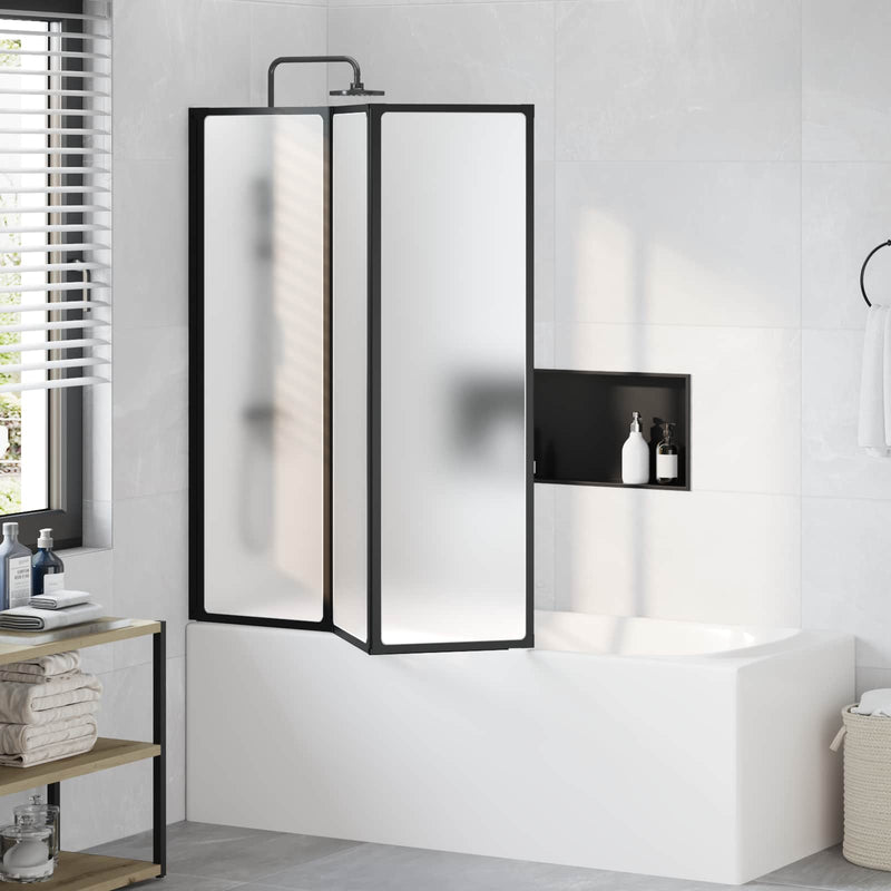 Load image into Gallery viewer, Vidaxl douchescherm zwart 132 x 2 x 140 cm aluminium en pp
