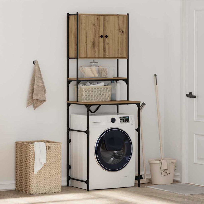 Load image into Gallery viewer, Vidaxl wasmachinekast artisan eiken 68 x 48,5 x 194 cm bewerkt hout
