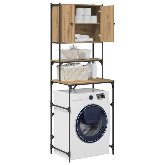 Vidaxl wasmachinekast artisan eiken 68 x 48,5 x 194 cm bewerkt hout