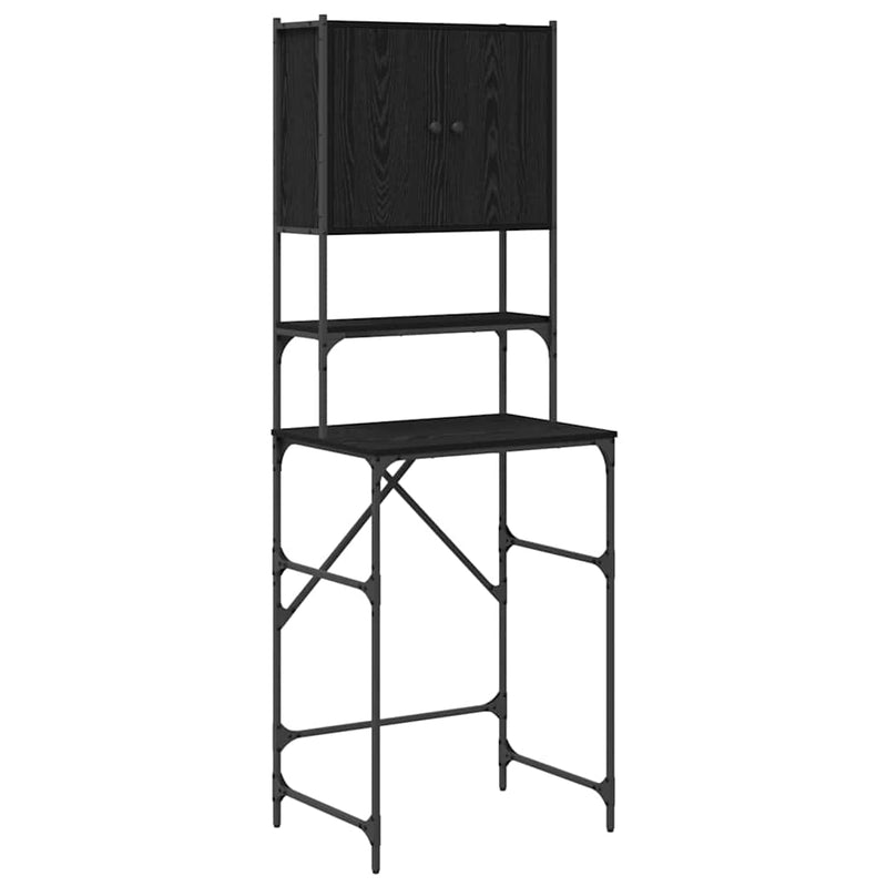 Load image into Gallery viewer, Vidaxl wasmachinekast zwart 0ak 68 x 48,5 x 194 cm bewerkt hout

