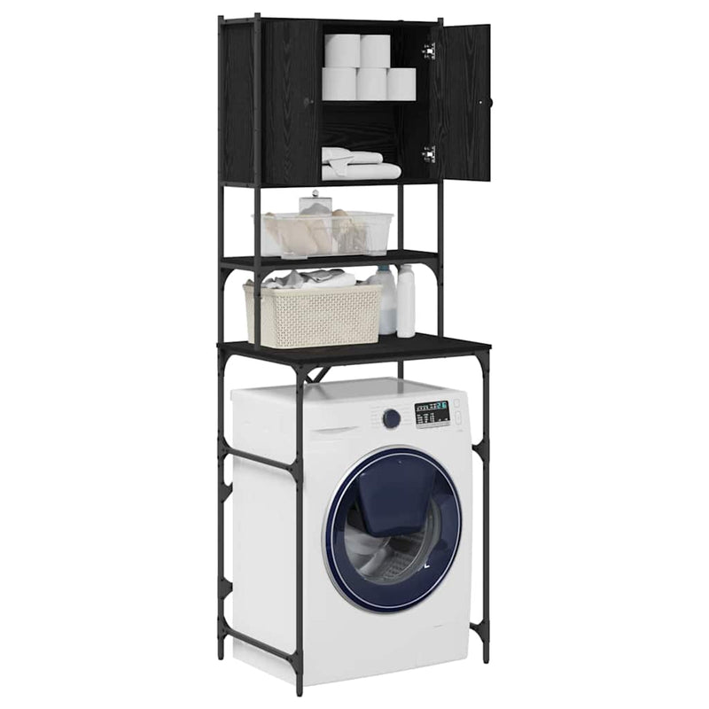 Load image into Gallery viewer, Vidaxl wasmachinekast zwart 0ak 68 x 48,5 x 194 cm bewerkt hout
