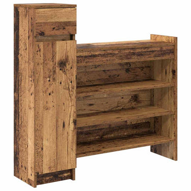 Vidaxl schoenenkast met lade oudhout 100,5 x 28 x 100 cm bewerkt hout