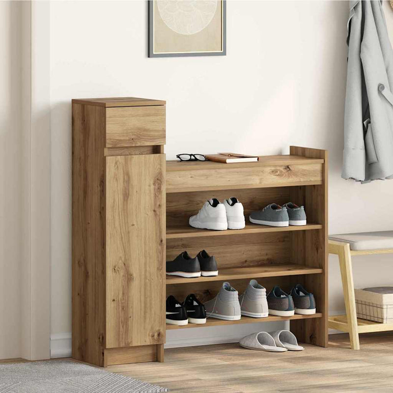 Load image into Gallery viewer, Vidaxl schoenenkast artisan eiken 100,5 x 28 x 100 cm bewerkt hout
