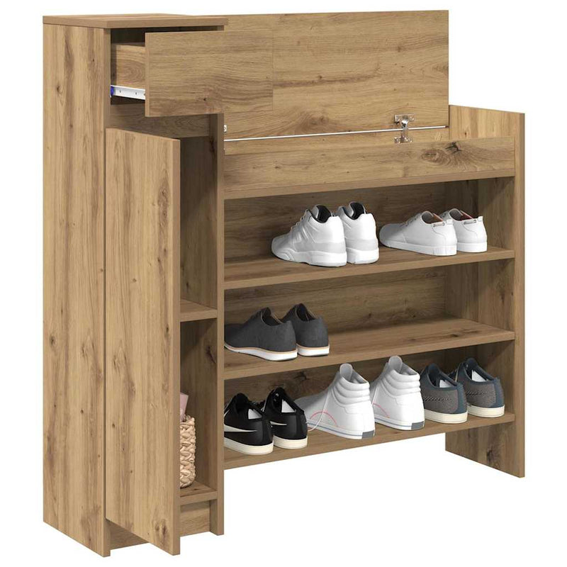 Load image into Gallery viewer, Vidaxl schoenenkast artisan eiken 100,5 x 28 x 100 cm bewerkt hout
