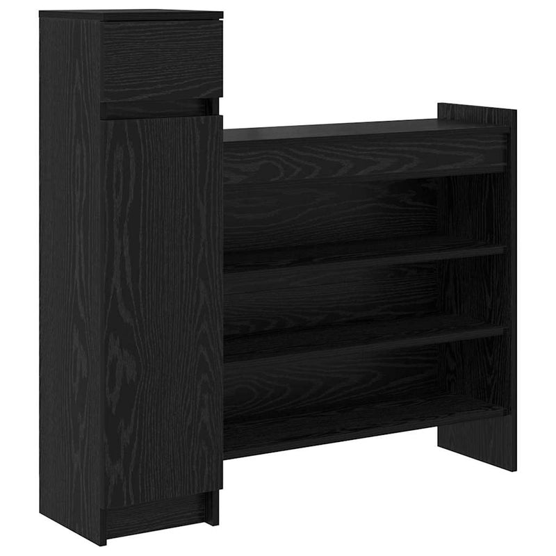 Load image into Gallery viewer, Vidaxl schoenenkast zwart eiken 100,5 x 28 x 100 cm bewerkt hout
