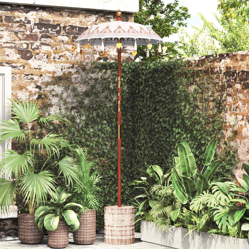 Load image into Gallery viewer, Vidaxl balinese parasol met basis crème 95 x 95 x 260 cm
