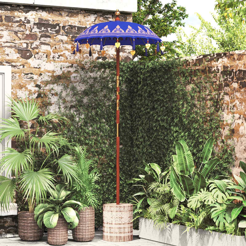 Load image into Gallery viewer, Vidaxl balinese parasol met basis blauw 95 x 95 x 260 cm
