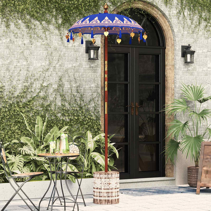 Load image into Gallery viewer, Vidaxl balinese parasol met basis blauw 95 x 95 x 260 cm
