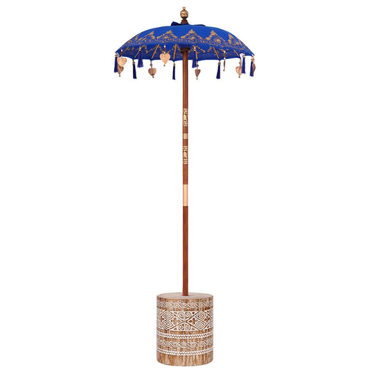 Vidaxl balinese parasol met basis blauw 95 x 95 x 260 cm