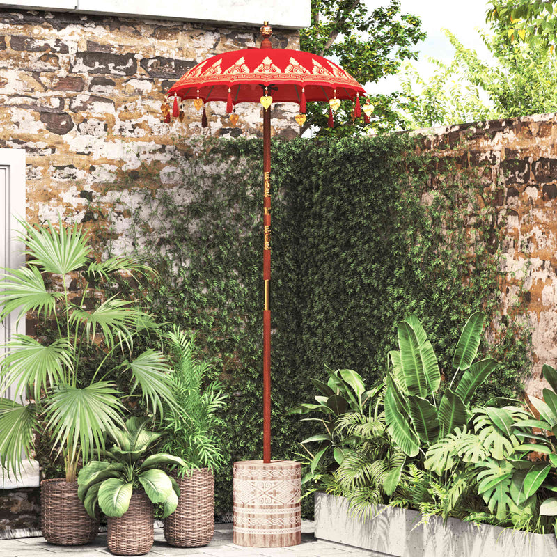 Load image into Gallery viewer, Vidaxl balinese parasol met basis rood 95 x 95 x 260 cm
