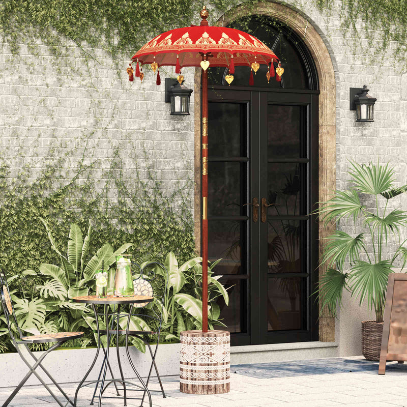 Load image into Gallery viewer, Vidaxl balinese parasol met basis rood 95 x 95 x 260 cm

