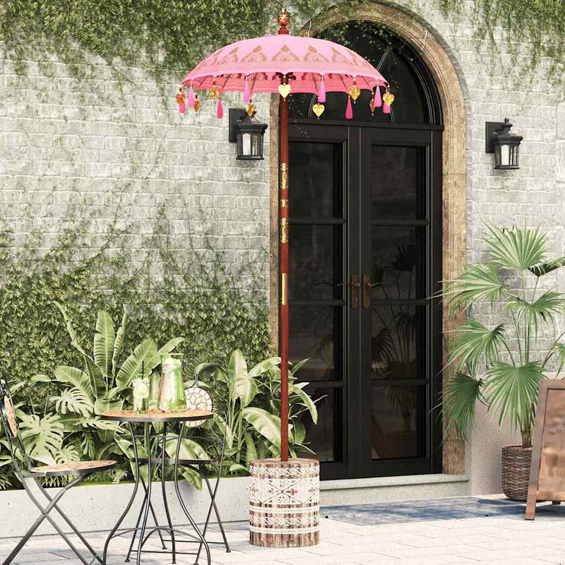 Load image into Gallery viewer, Vidaxl balinese parasol met basis roze 95 x 95 x 260 cm
