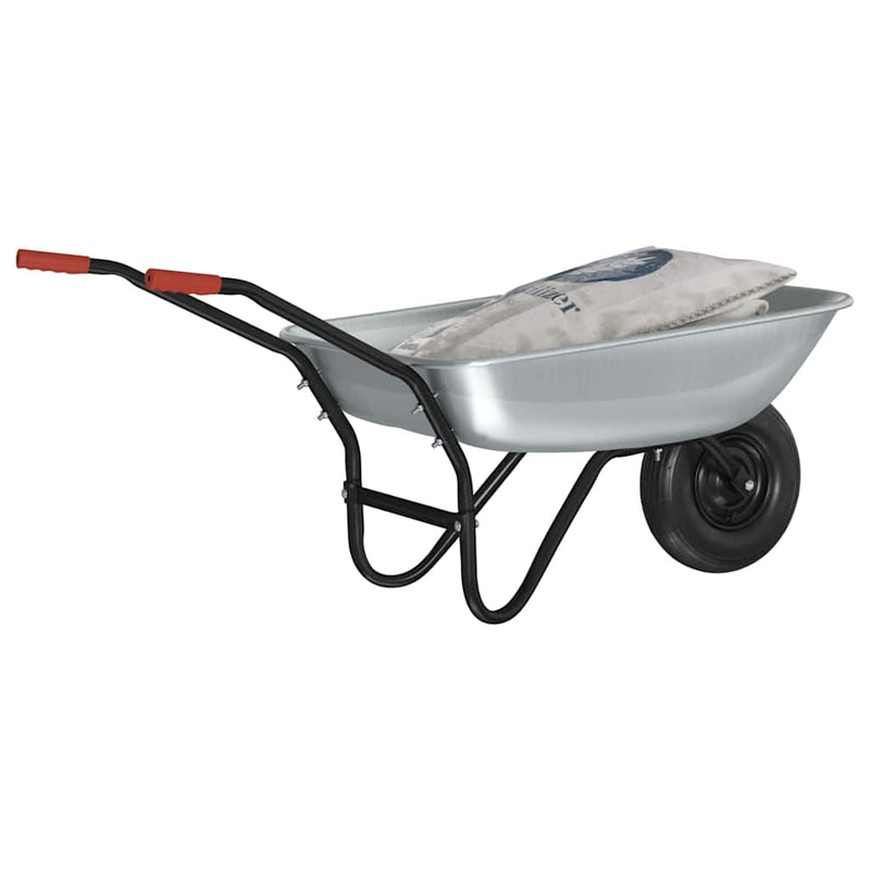 Load image into Gallery viewer, Vidaxl kruiwagen zilver en zwart 133 x 62,5 x 58 cm staal
