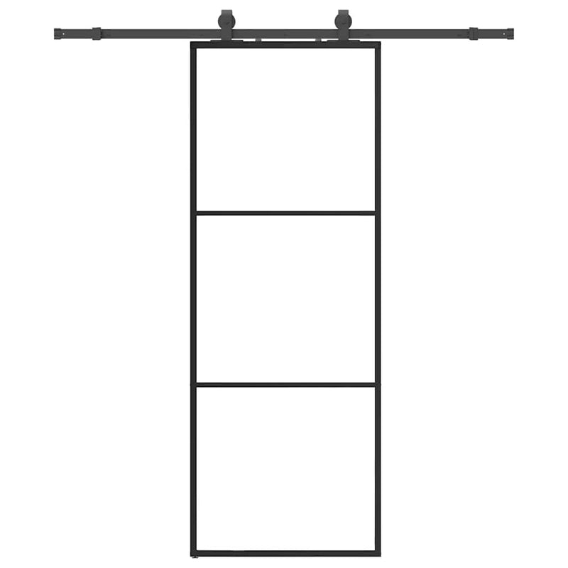 Load image into Gallery viewer, Vidaxl schuifdeur met beslagset 76x205 cm esg glas zwart
